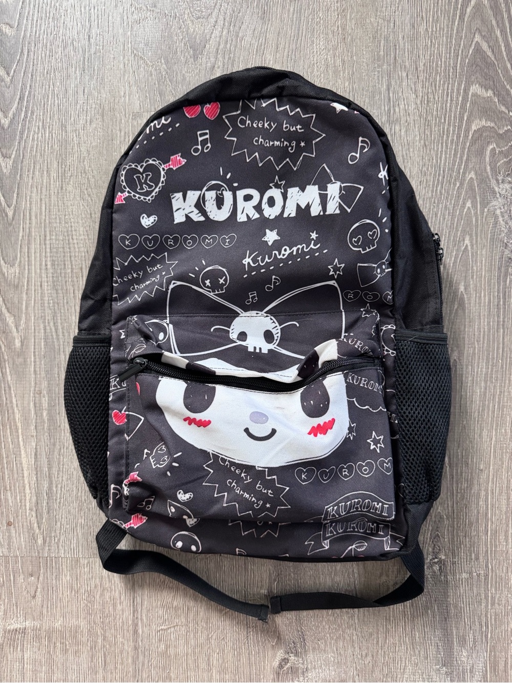 Kuromi Black Backpack with Character Print